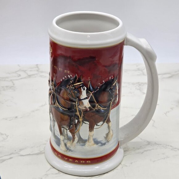 BUDWEISER Holiday Beer Stein 25th Anniversary 2004 CLYDESDALE Horse with COA New - Picture 3 of 16